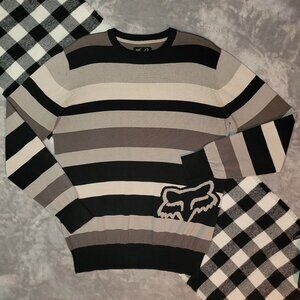 L | Fox | Striped Crew Neck Knit Sweater